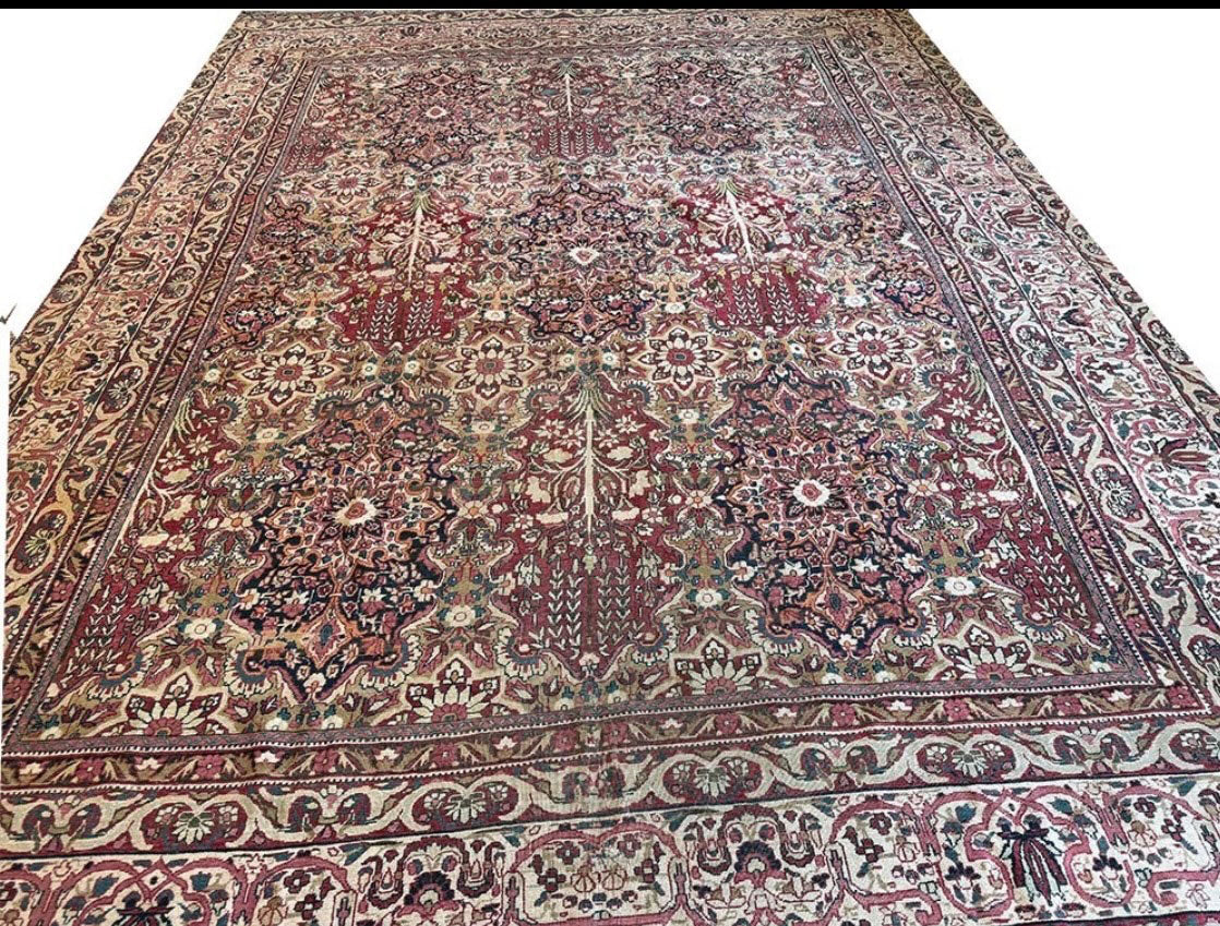 A 19th century Antique 10' x 12'-7" Persian lavar Kerman Rug