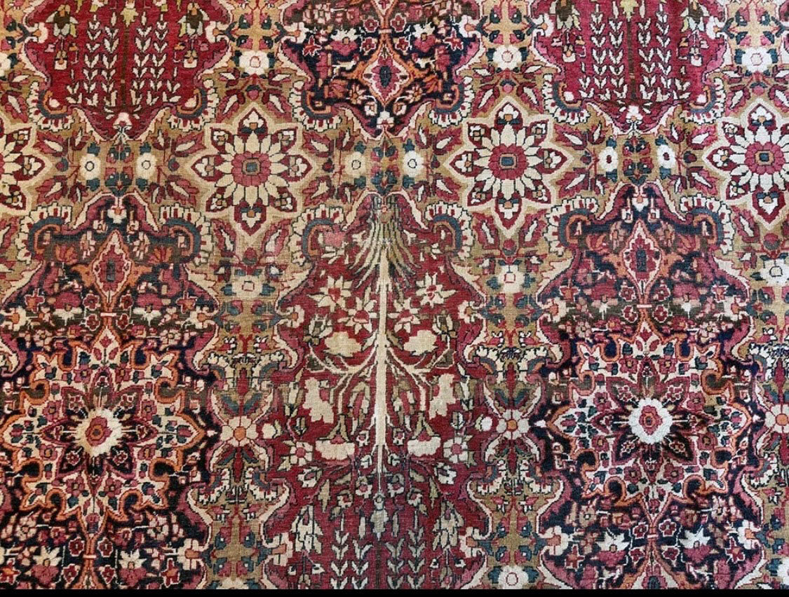 A 19th century Antique 10' x 12'-7" Persian lavar Kerman Rug