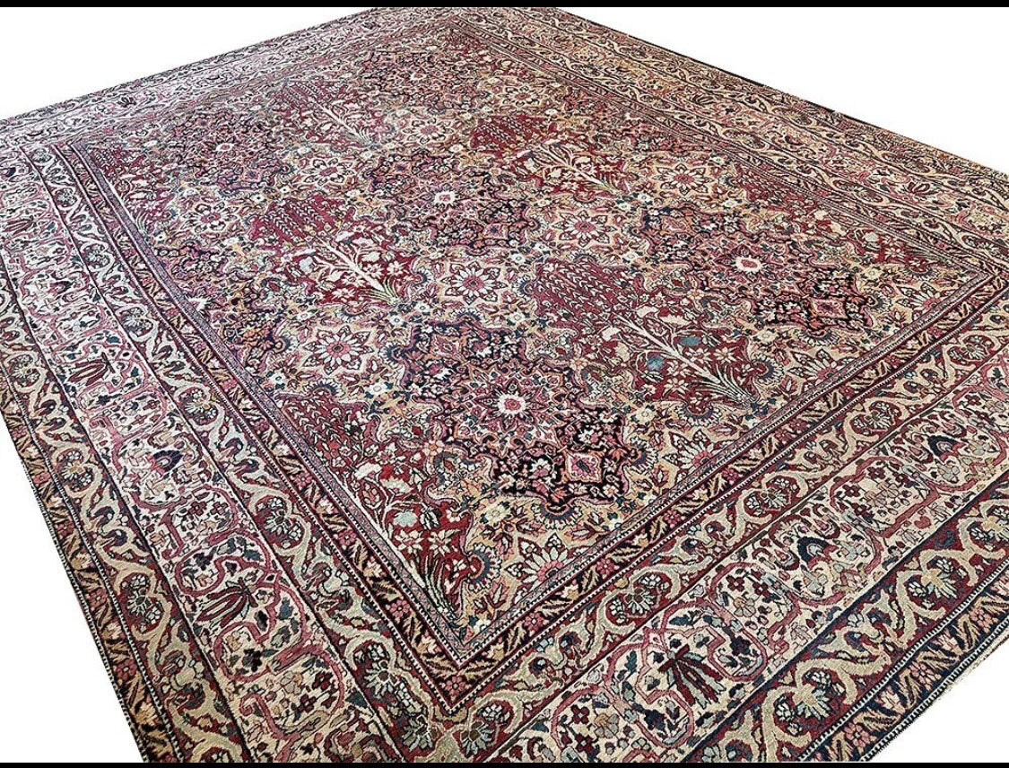 A 19th century Antique 10' x 12'-7" Persian lavar Kerman Rug