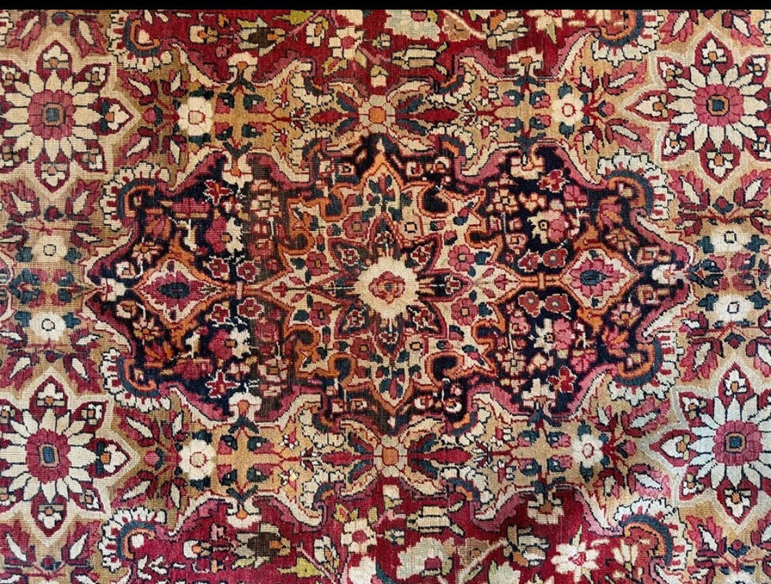 A 19th century Antique 10' x 12'-7" Persian lavar Kerman Rug