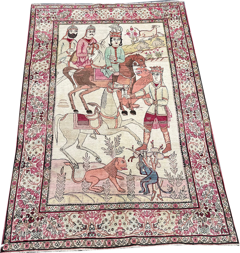 A Rare Pair Of Antique Lavar Kirman Rug Circa 1900