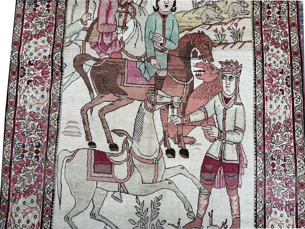 A Rare Pair Of Antique Lavar Kirman Rug Circa 1900