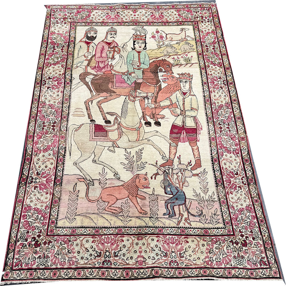 A Rare Pair Of Antique Lavar Kirman Rug Circa 1900