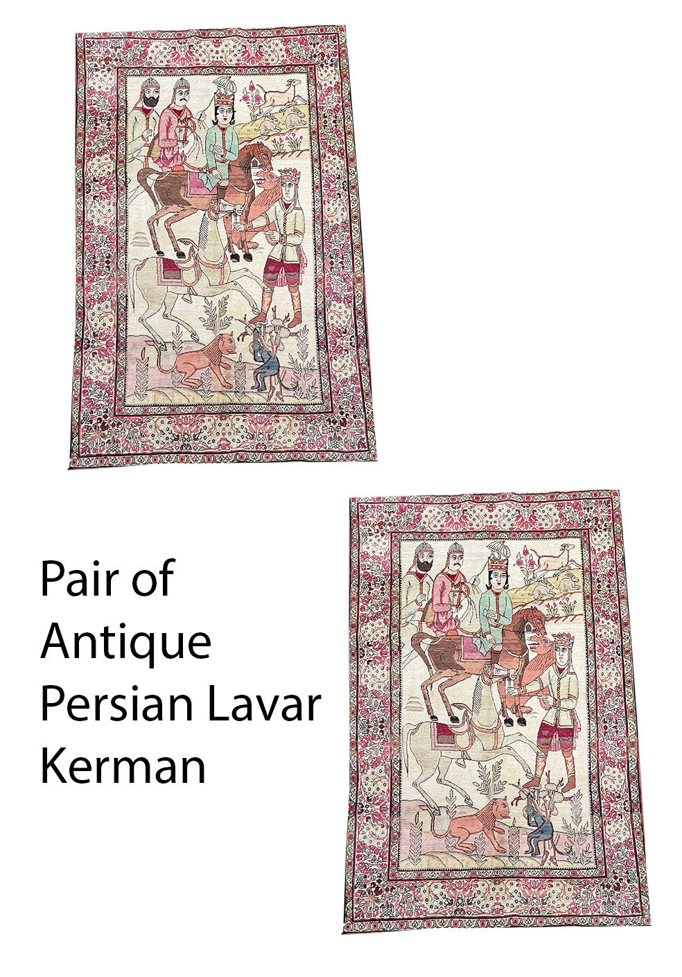 A Rare Pair Of Antique Lavar Kirman Rug Circa 1900