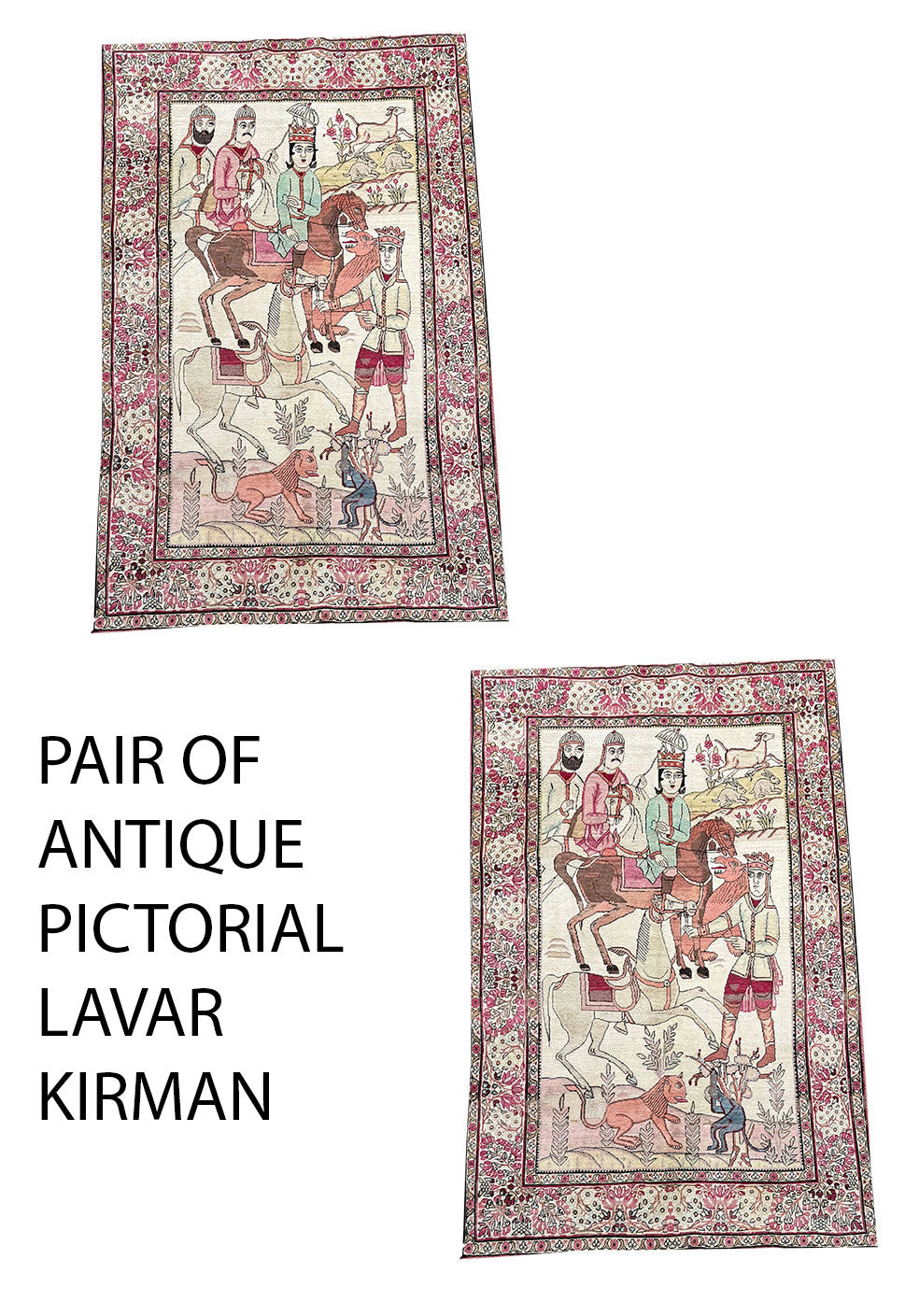 A Rare Pair Of Antique Lavar Kirman Rug Circa 1900