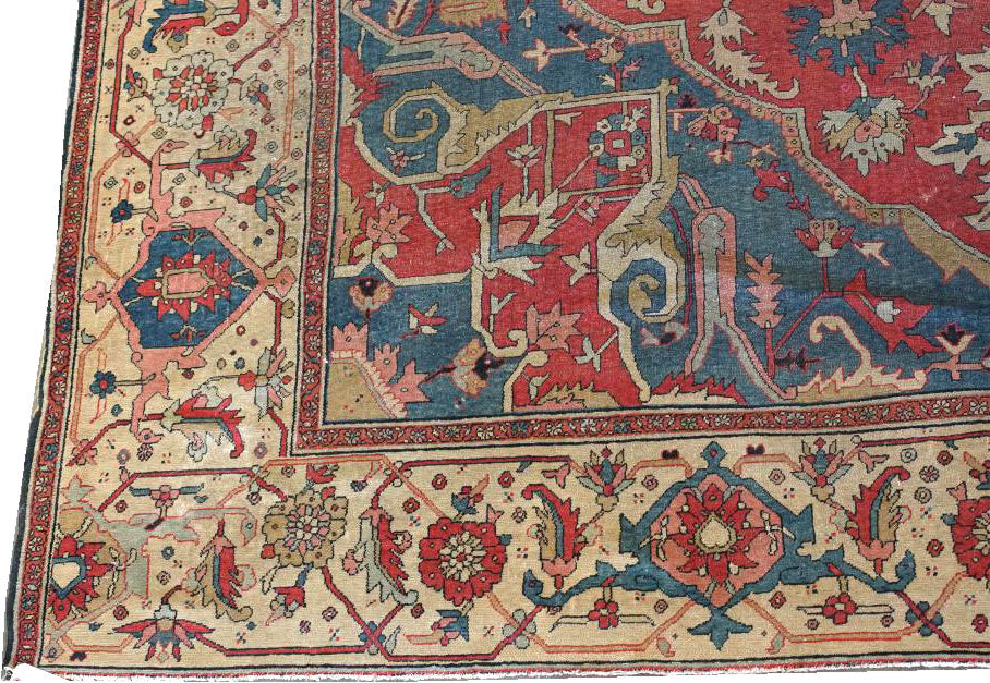 A 19th Century 11' x 13' Genuine Persian Serapi Rug