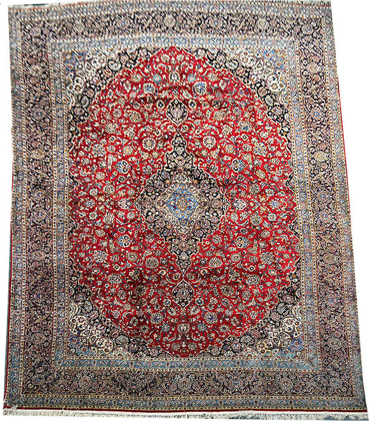 A Superb 100% Silk On Silk 10' x 14' Genuine Keshan Rug $4,999.00
