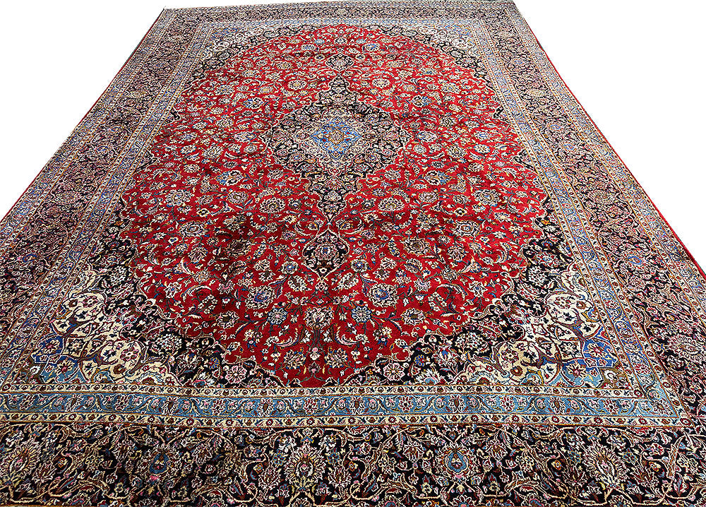 A Superb 100% Silk On Silk 10' x 14' Genuine Keshan Rug $4,999.00