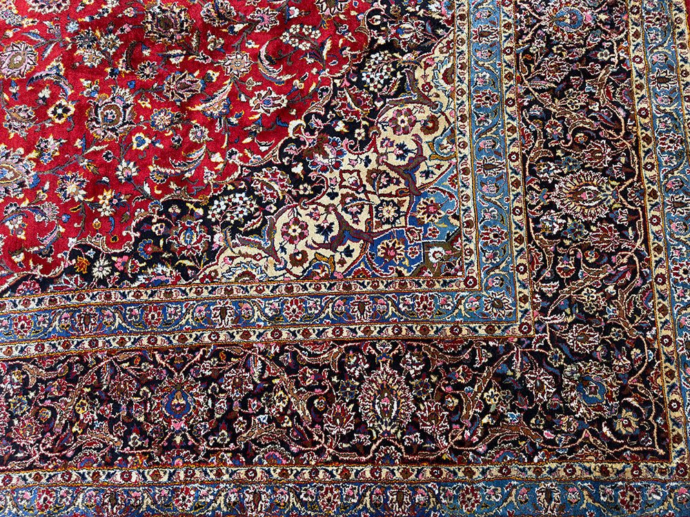 A Superb 100% Silk On Silk 10' x 14' Genuine Keshan Rug $4,999.00