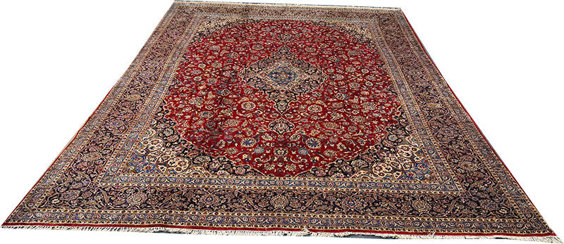 A Superb 100% Silk On Silk 10' x 14' Genuine Keshan Rug $4,999.00