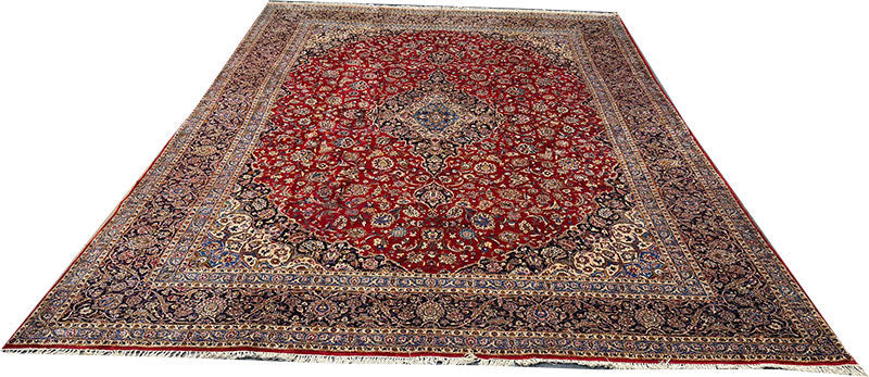 A Superb 100% Silk On Silk 10' x 14' Genuine Keshan Rug $4,999.00