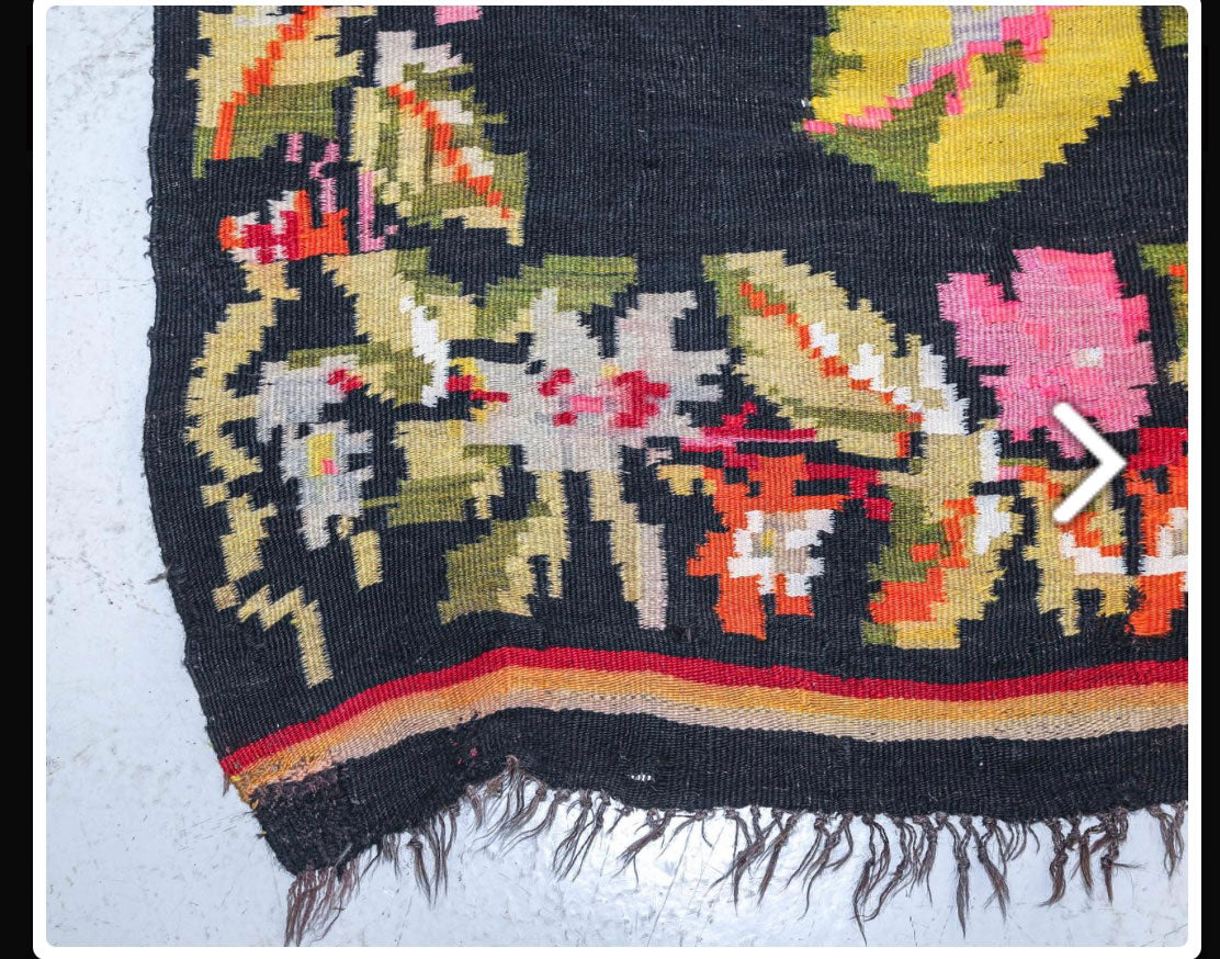 Gallery Size Signed & Dated Moldevian Bess Arabian F lat Weave Rug Circa 1930