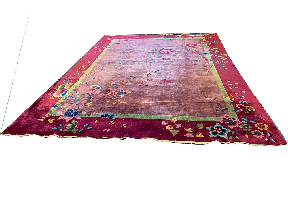 An Antique Art Deco Chinese Rug Majenta /Purple