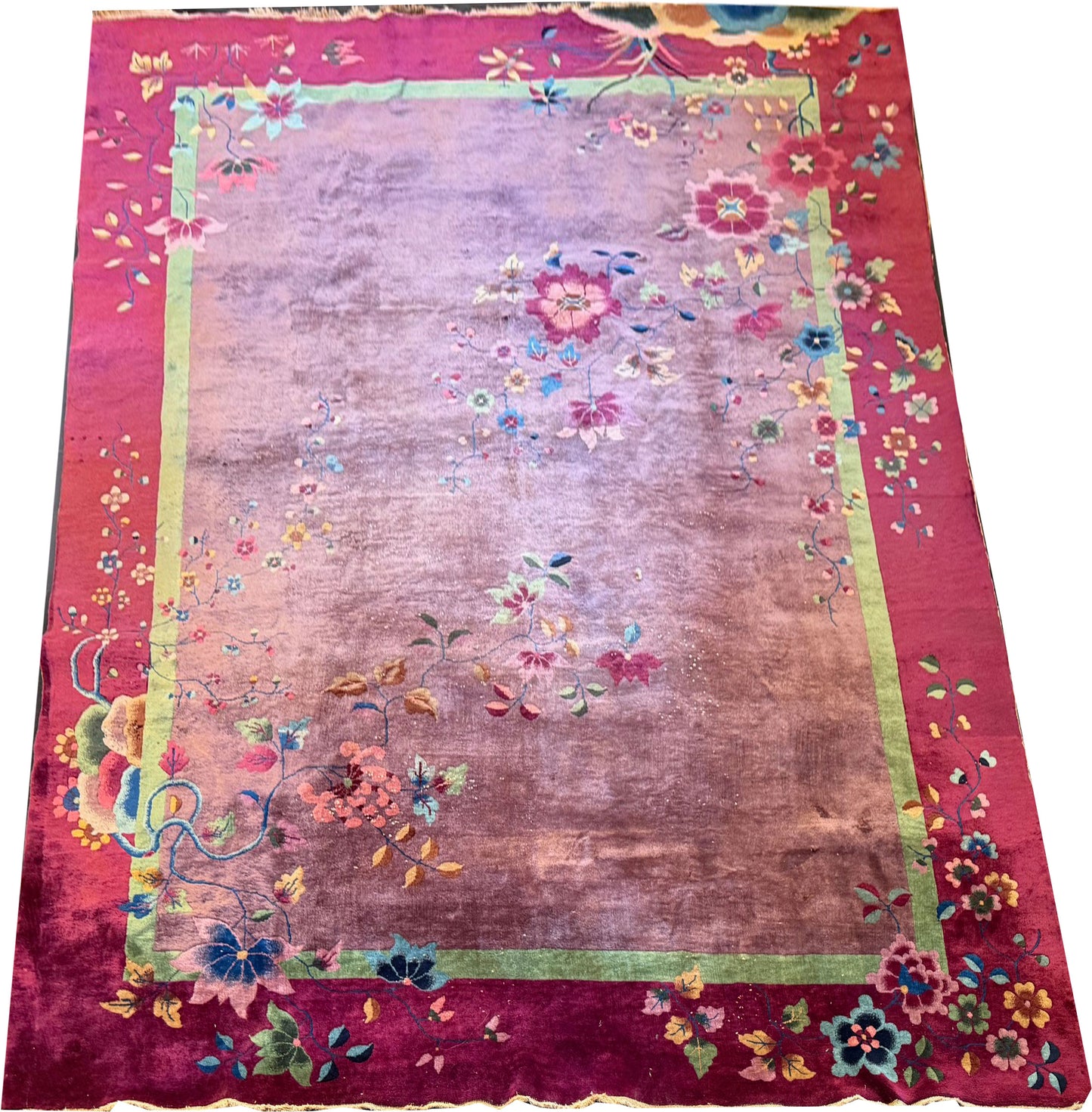 An Antique Art Deco Chinese Rug Majenta /Purple