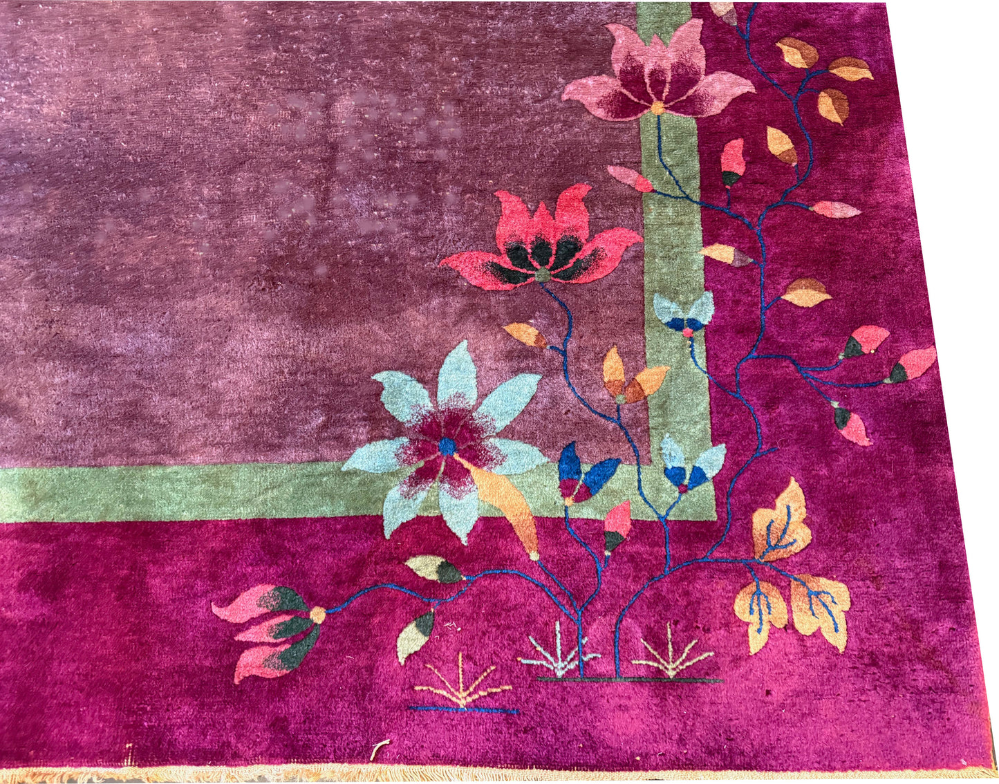 An Antique Art Deco Chinese Rug Majenta /Purple