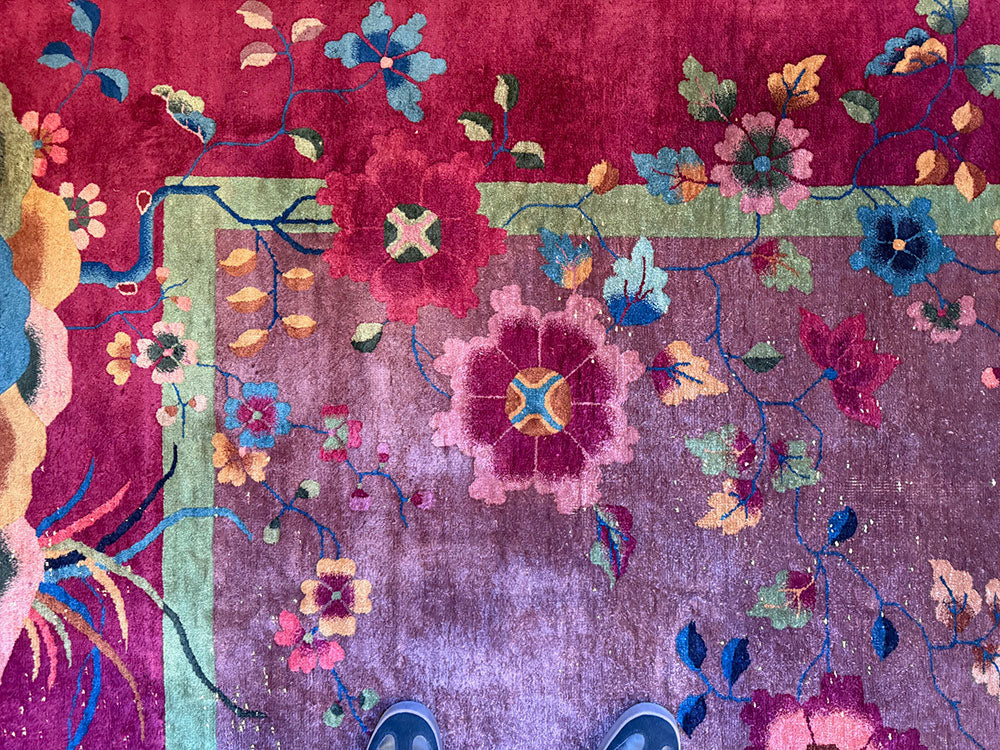An Antique Art Deco Chinese Rug Majenta /Purple