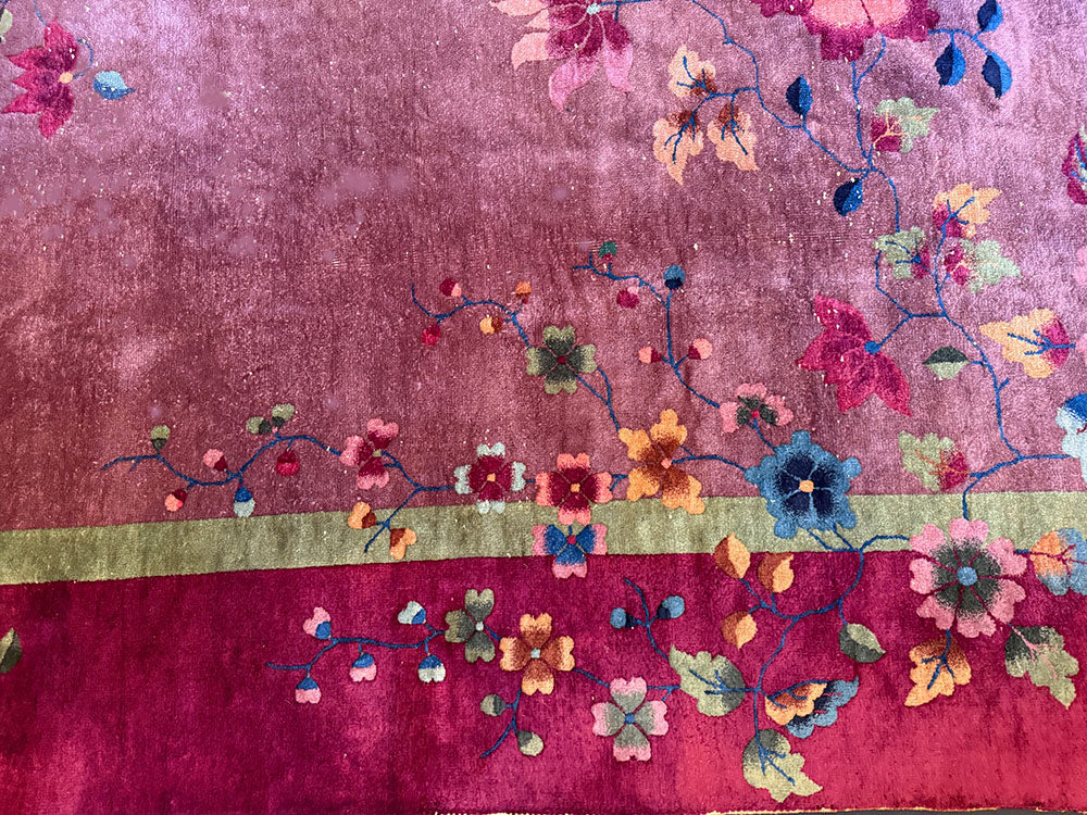 An Antique Art Deco Chinese Rug Majenta /Purple