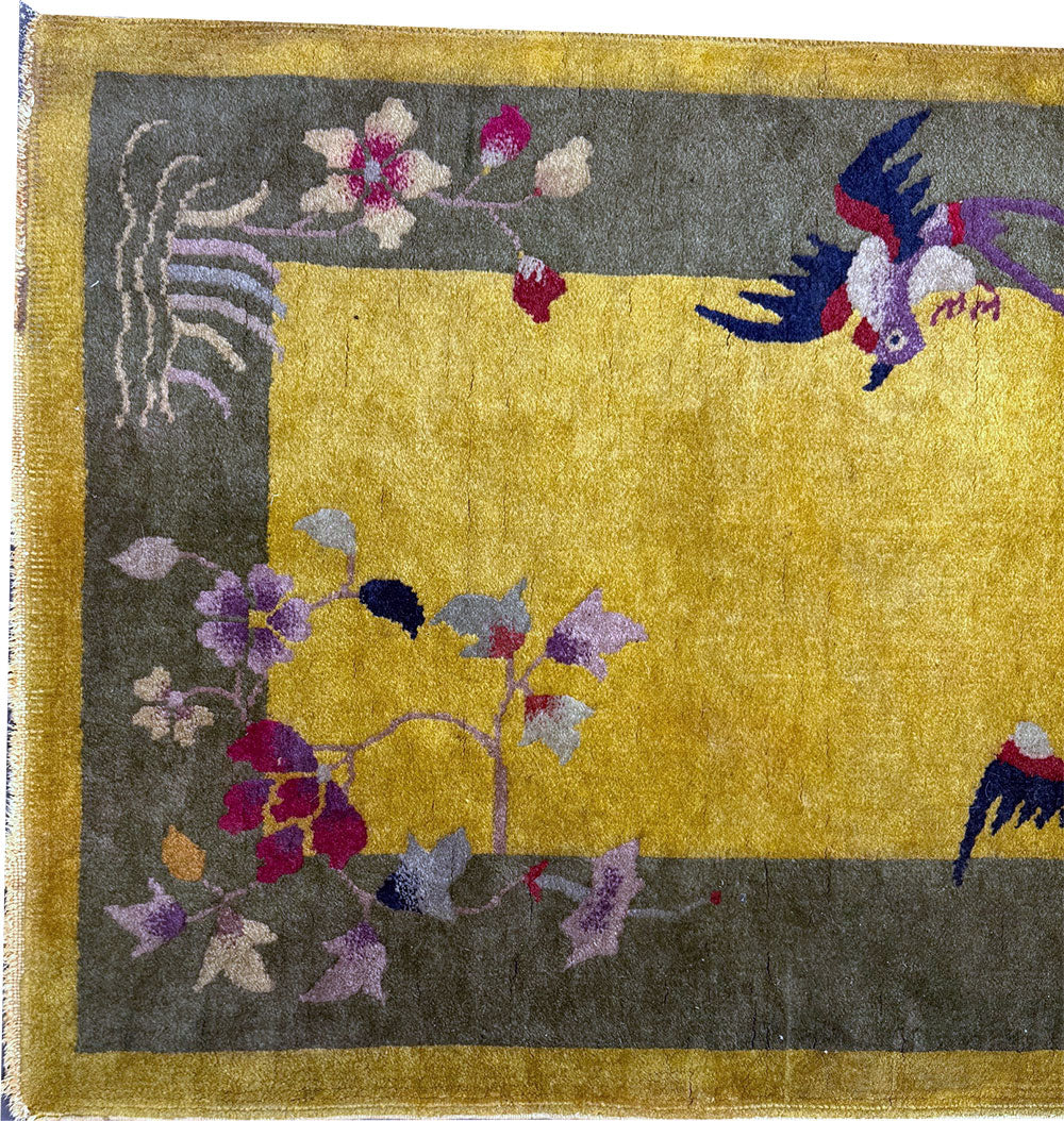 A Fabulous Antique 2' x 4' Ar Deco Chinese Rug