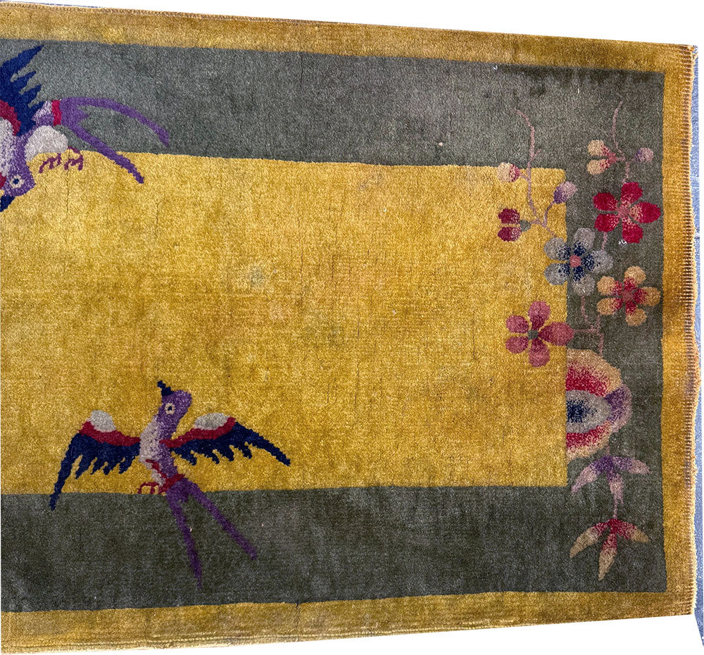 A Fabulous Antique 2' x 4' Ar Deco Chinese Rug