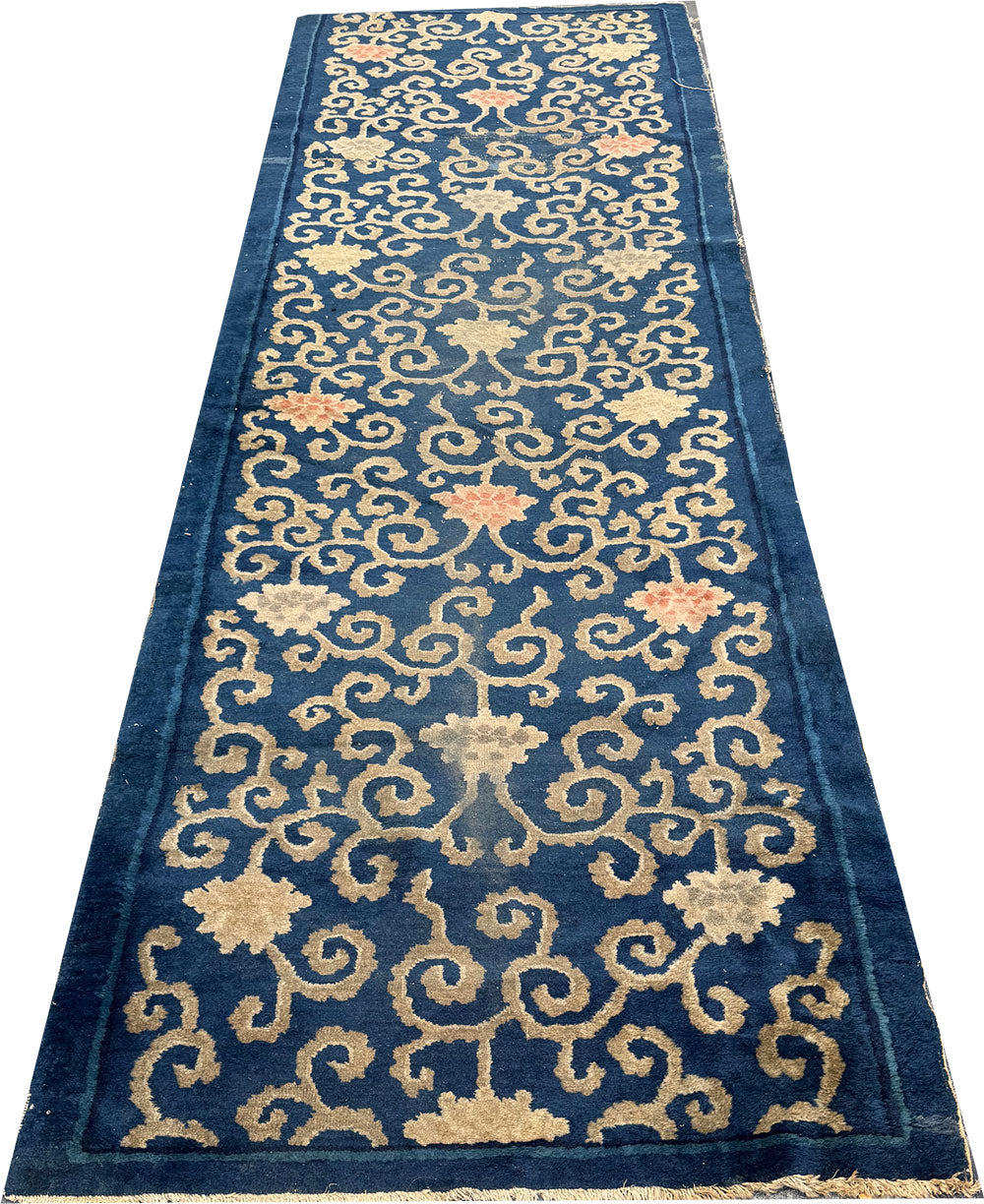 An Antique Unusual Rare Art Deco Chinese Peking Hallway Runner Rug