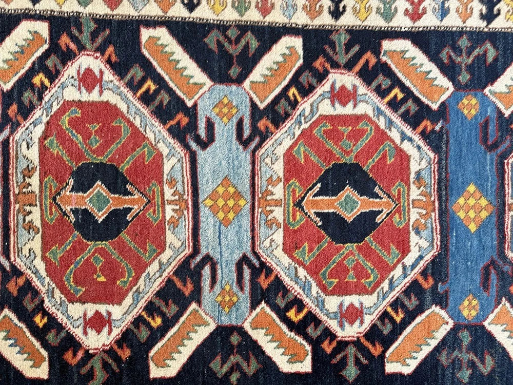 A Gorgeous Vintage Caucasian Seykhor Design Runner Rug