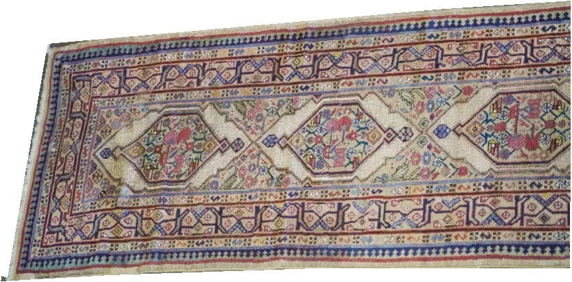 A Stunning Decorative 19' Long Bibikabad Camel Hair Runner Rug