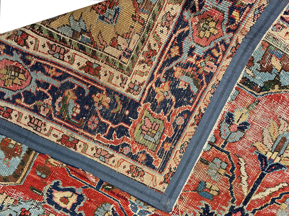 Antique 6'-6" x 9'-6" Worn Out Heriz Rug Circa 1900
