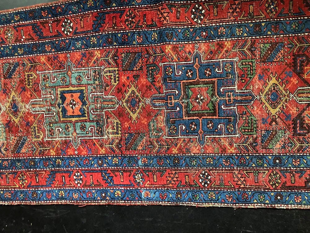 An Antique 14' Long Genuine Heroz Hallway Runner Rug