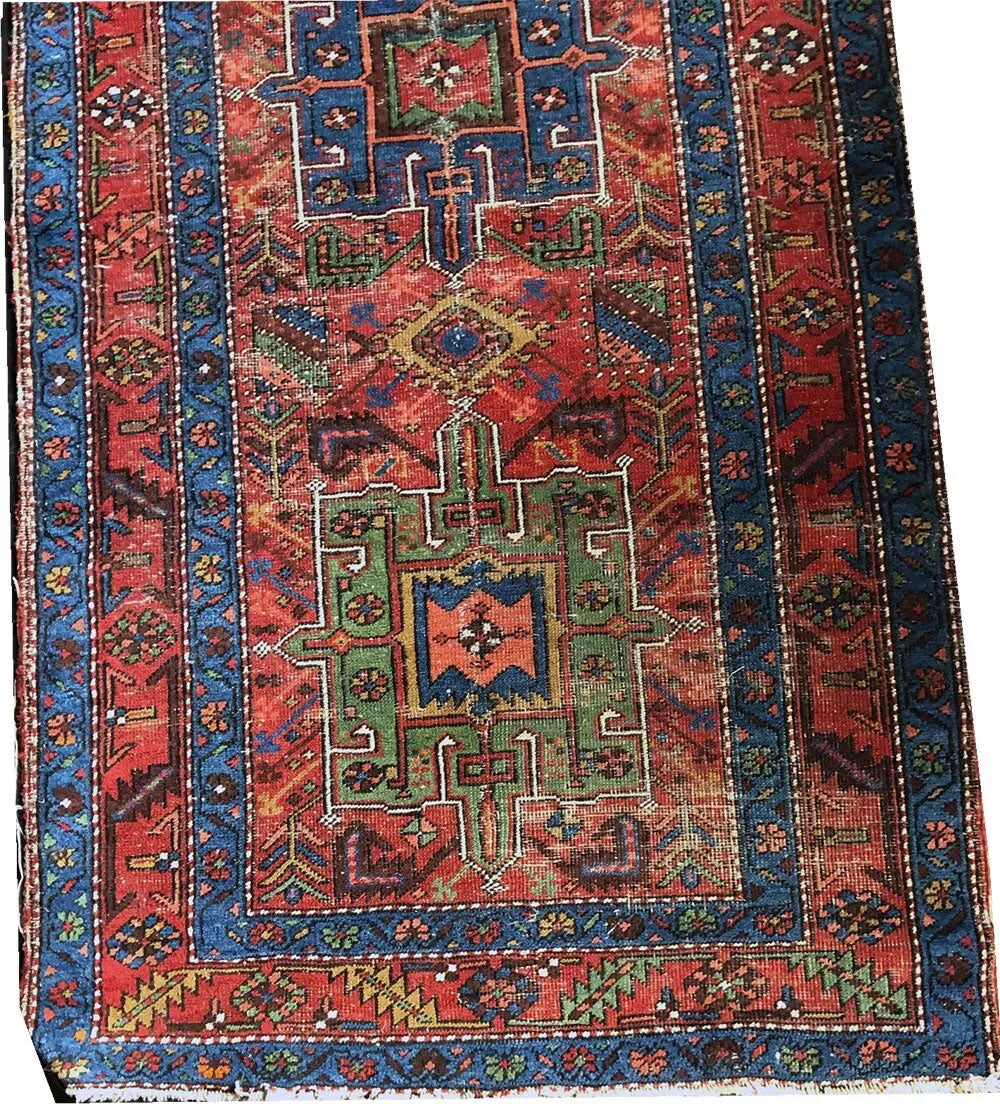 An Antique 14' Long Genuine Heroz Hallway Runner Rug