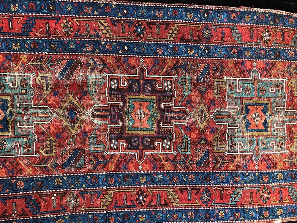 An Antique 14' Long Genuine Heroz Hallway Runner Rug
