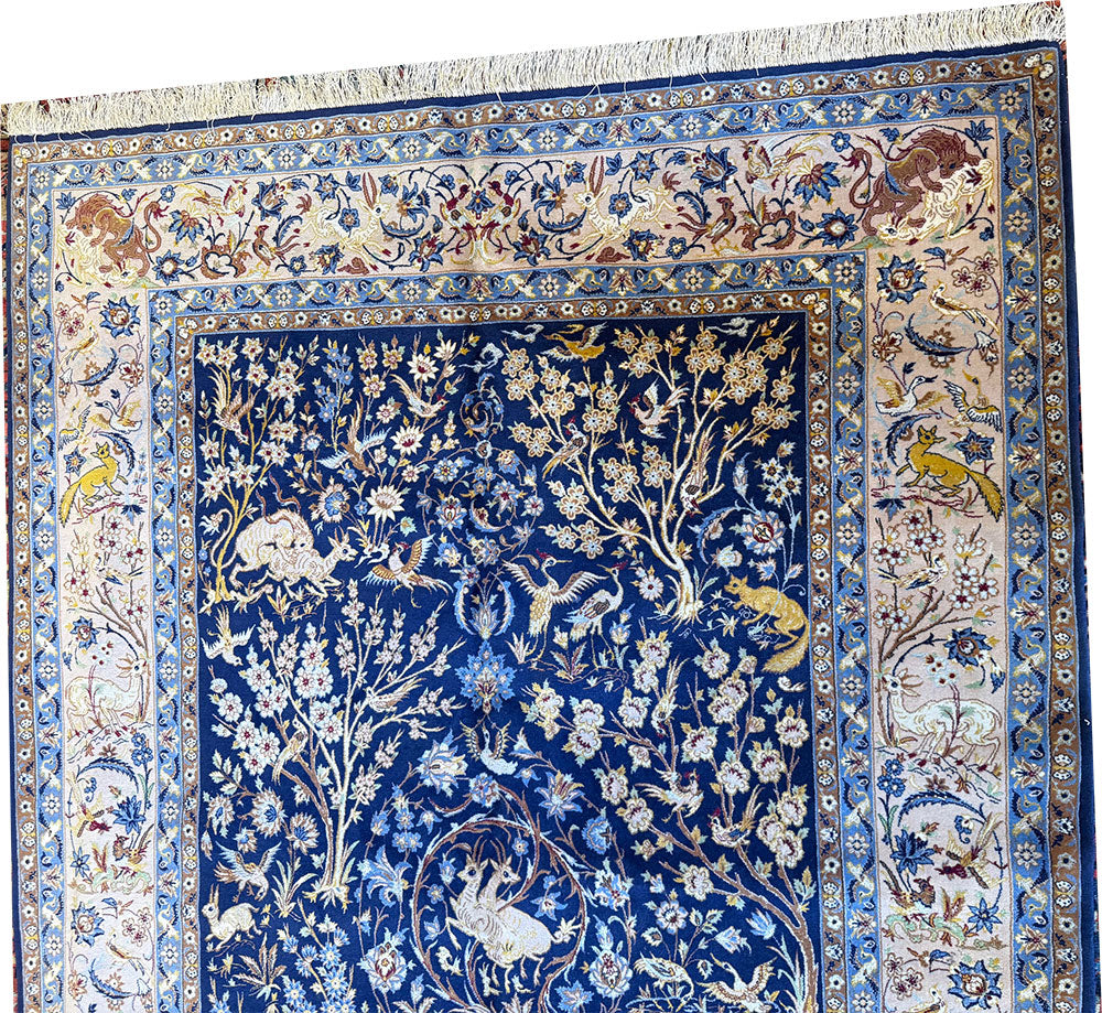 Share A Vintage Super Quality Silk & Wool on Silk Foundatiuon Signed Isfahaan Rug