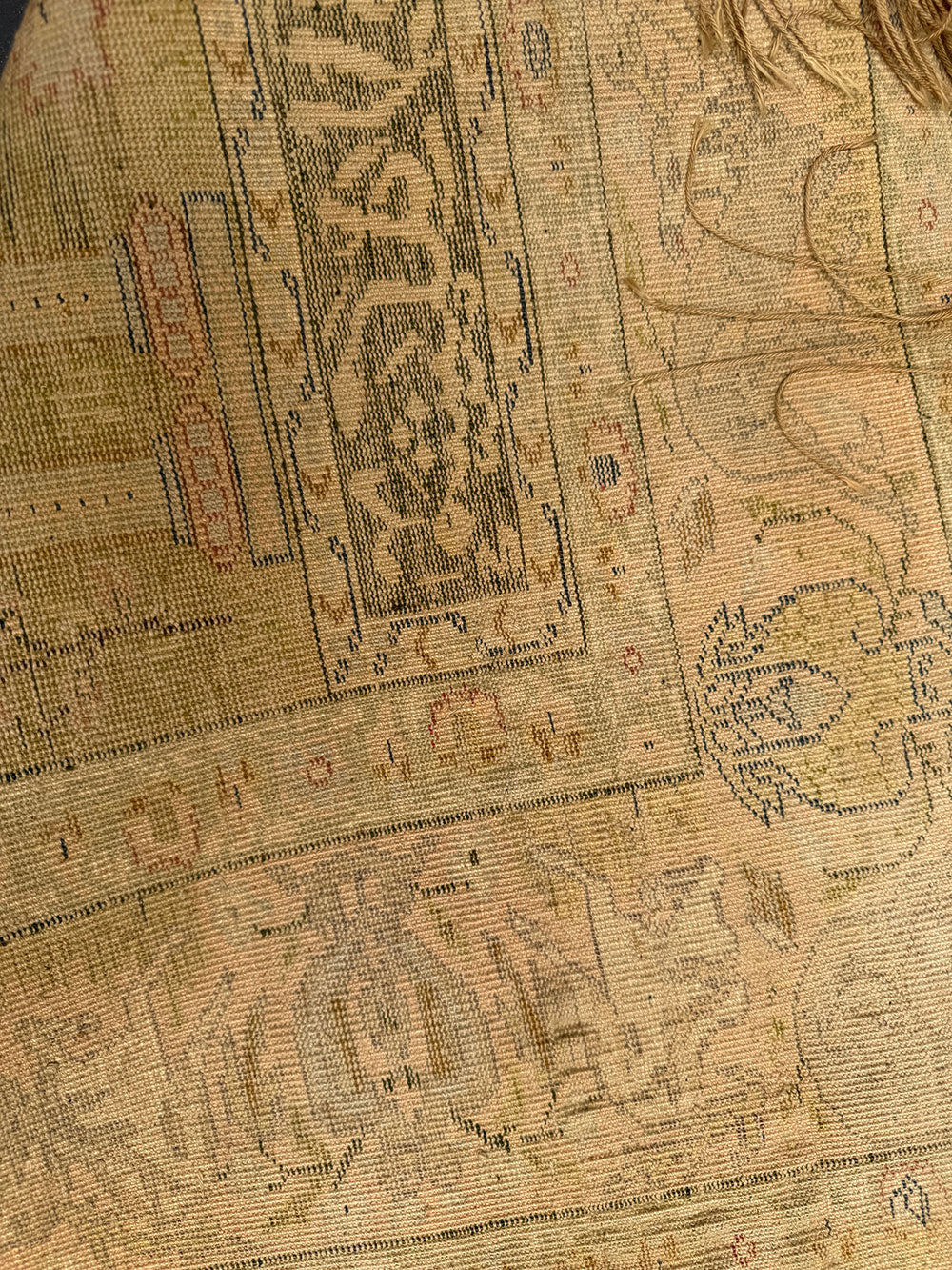 An Antqiue Turkish Keyseri Silk Prayer Rug with Script