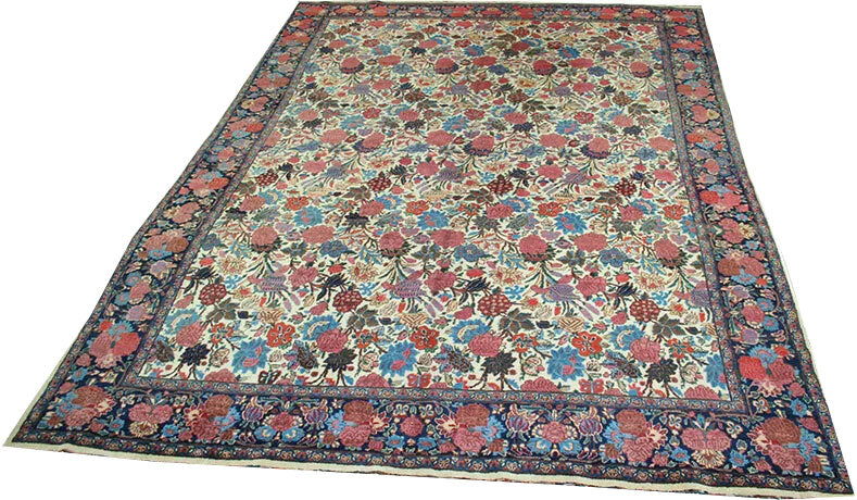 An Antique Decorative Persian Mashad Rug “Golfarang”