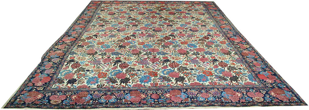 An Antique Decorative Persian Mashad Rug “Golfarang”