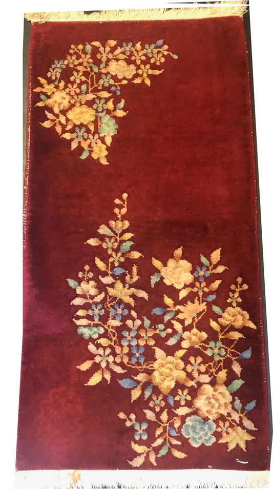 An Antique 2' x 3' Art Deco Chinese Rug