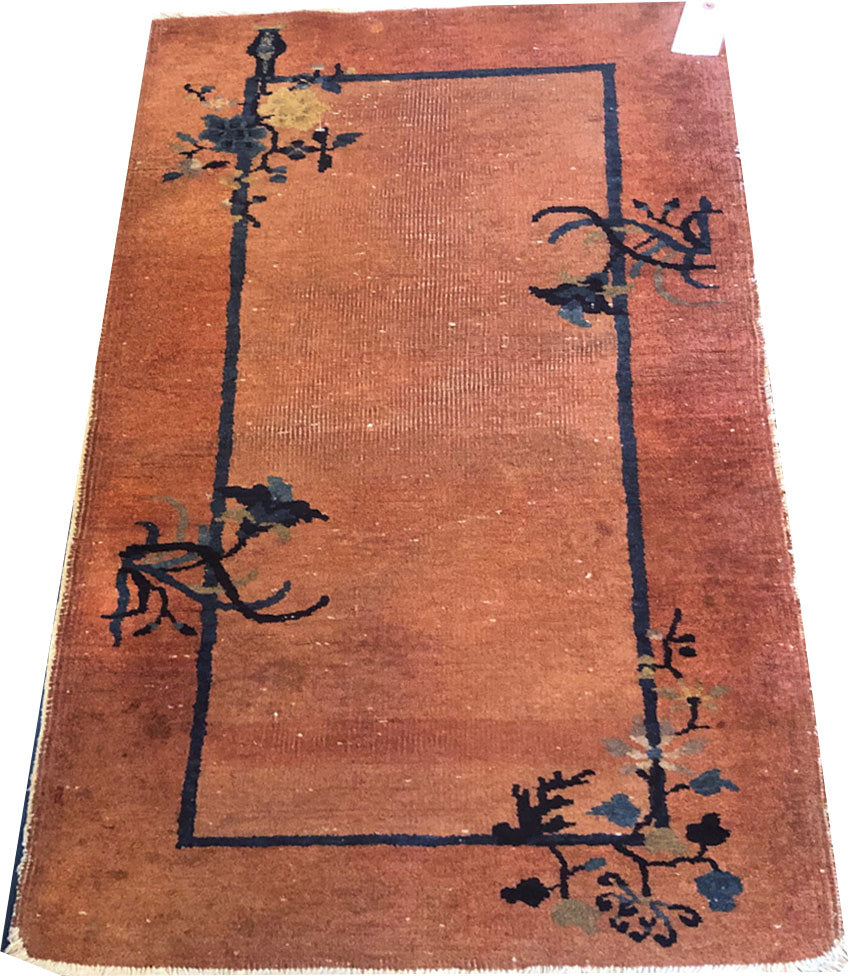 An Antique 2' x 3' Art Deco chinese Rug