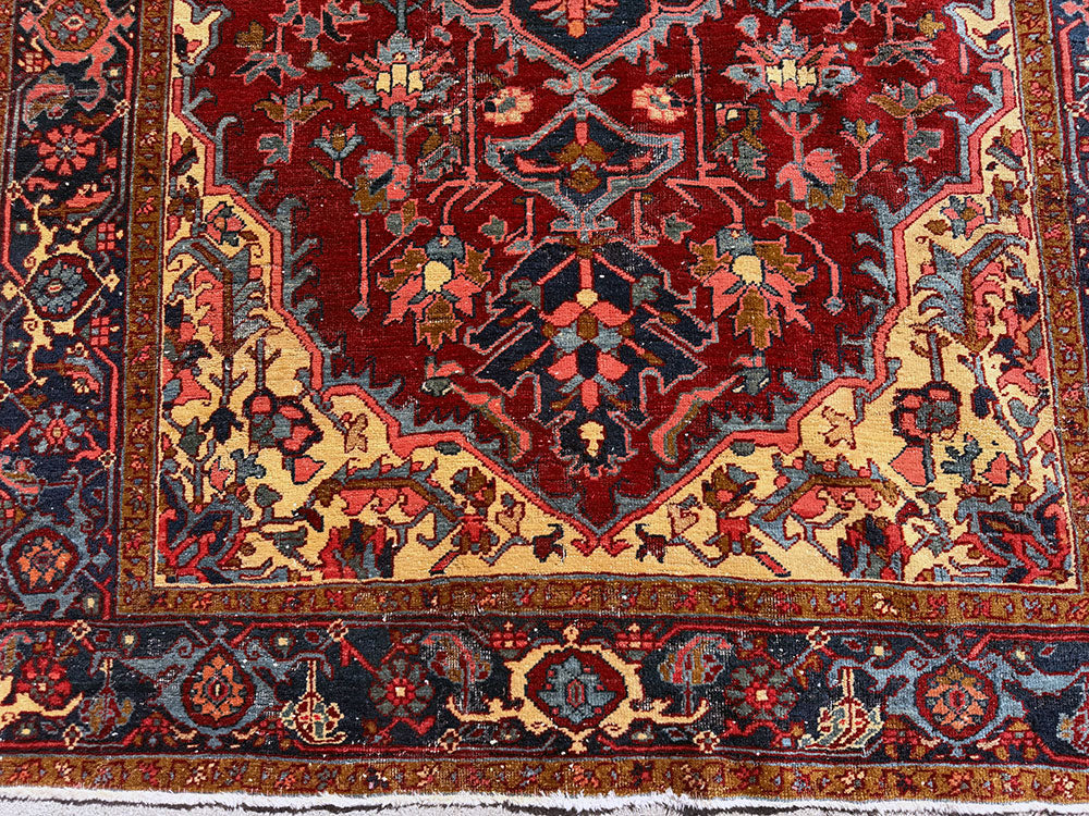 An Antique 4'-9" X 6'-11" Genuine Persian Heriz Circa 1920