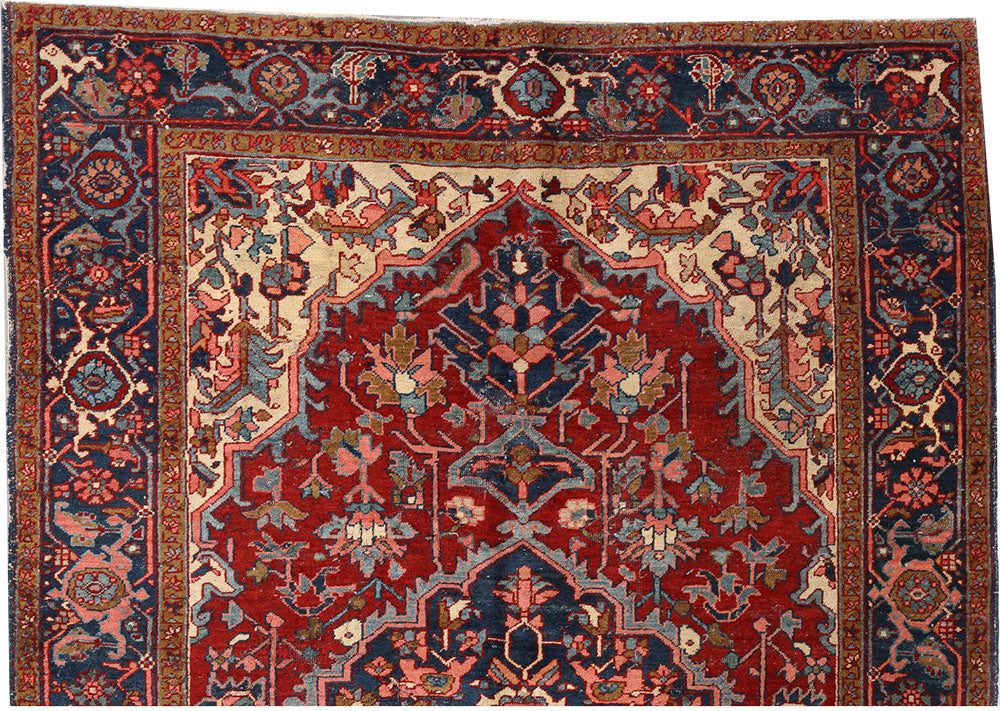 An Antique 4'-9" X 6'-11" Genuine Persian Heriz Circa 1920