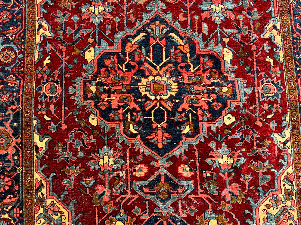 An Antique 4'-9" X 6'-11" Genuine Persian Heriz Circa 1920