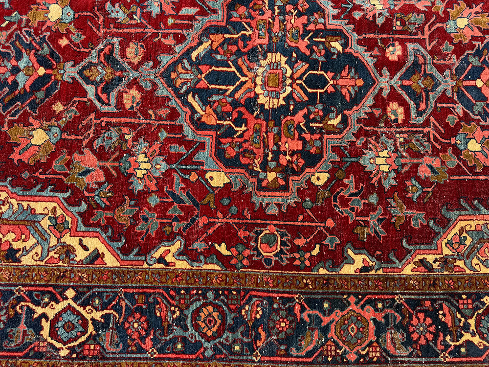 An Antique 4'-9" X 6'-11" Genuine Persian Heriz Circa 1920