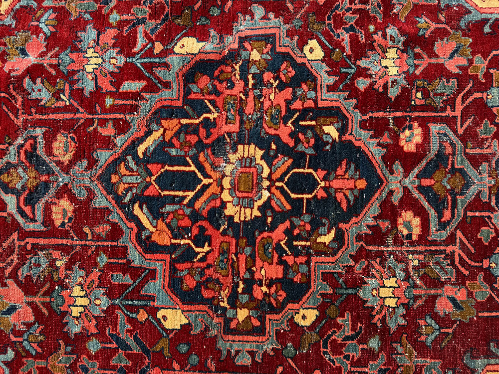 An Antique 4'-9" X 6'-11" Genuine Persian Heriz Circa 1920