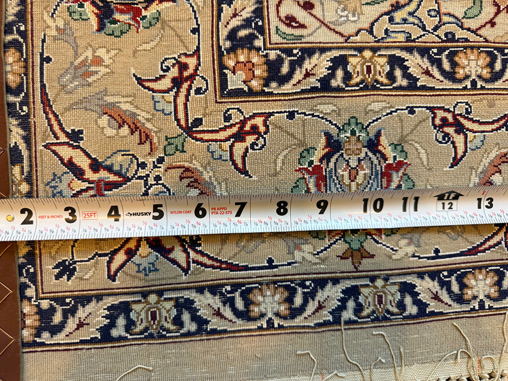 A Vintage Signed Silk & Wool Persian isfahan Rug