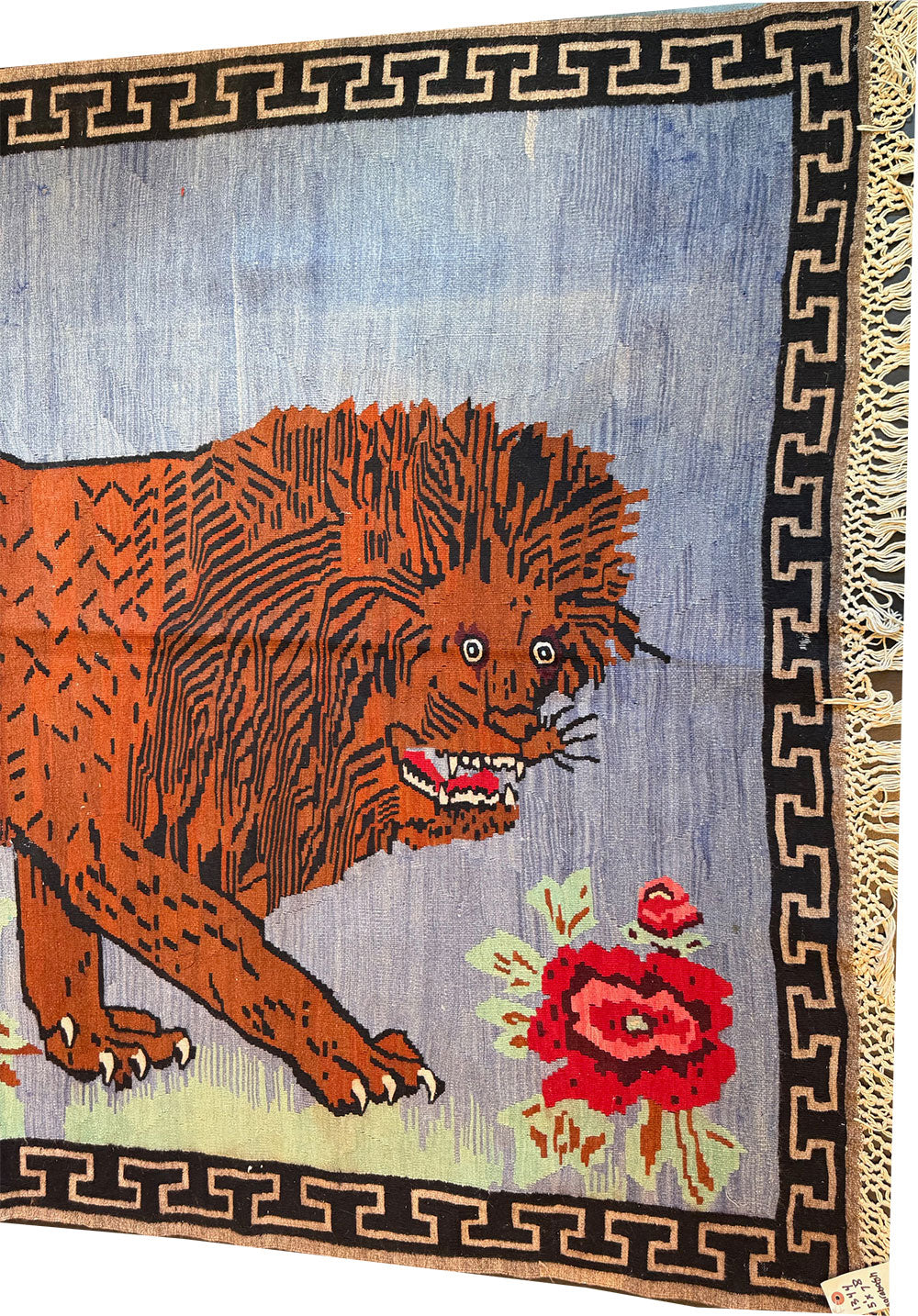An Antique Pictorial "Lion"Turkish Flat Weave/Kilim Rug