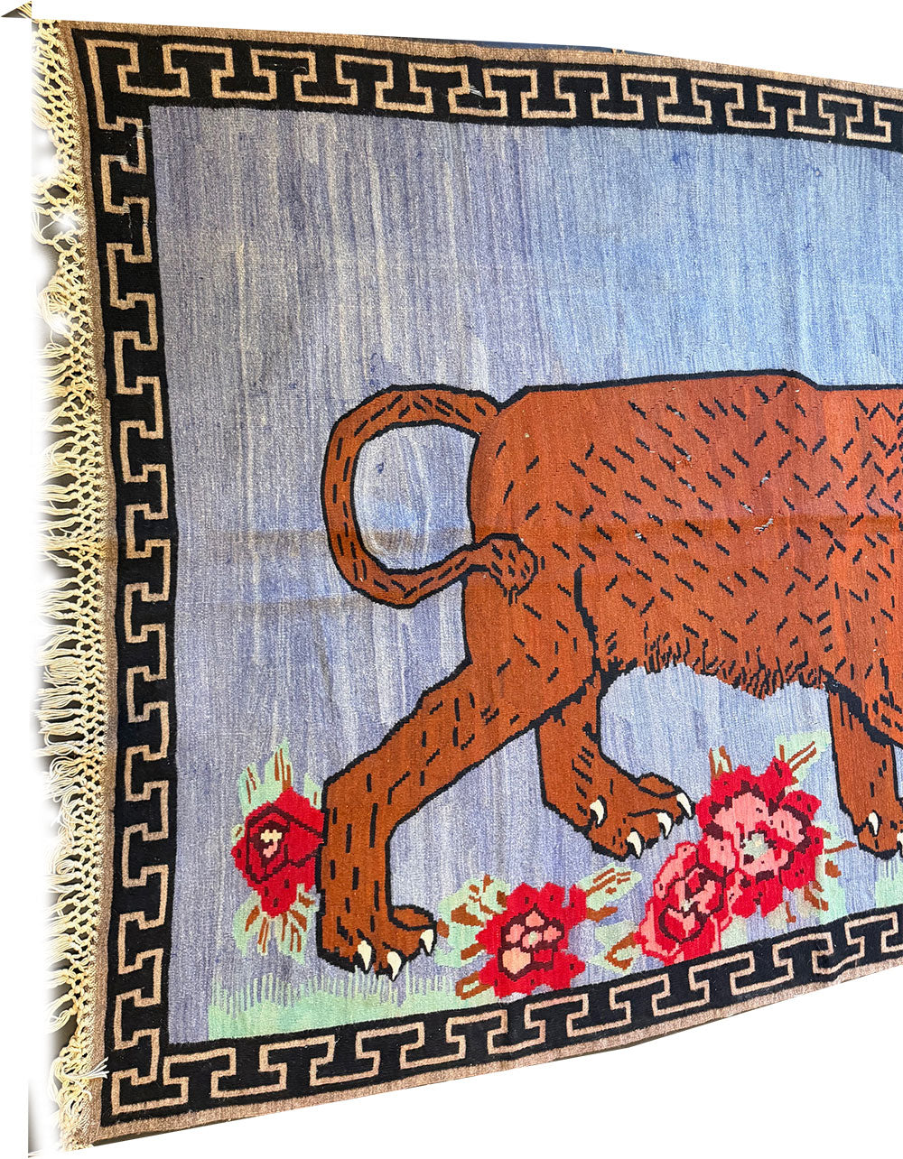 An Antique Pictorial "Lion"Turkish Flat Weave/Kilim Rug