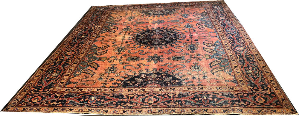 An Antique Worn Out Distressed Persian Tabriz Rug