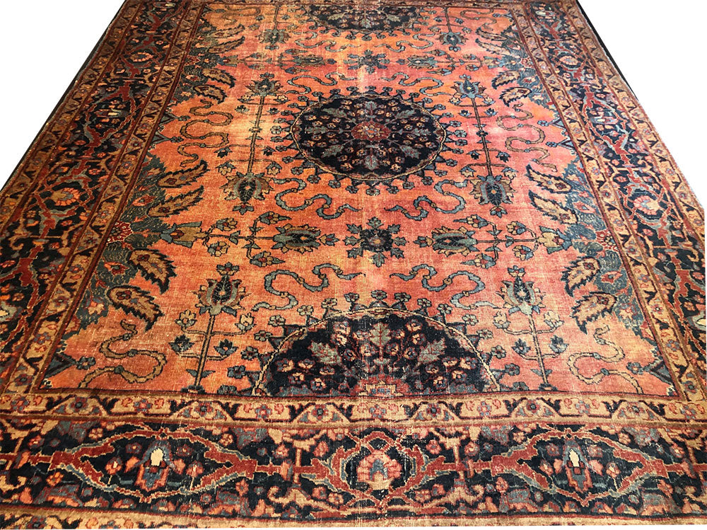 An Antique Worn Out Distressed Persian Tabriz Rug