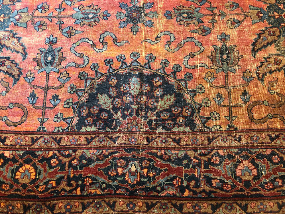 An Antique Worn Out Distressed Persian Tabriz Rug