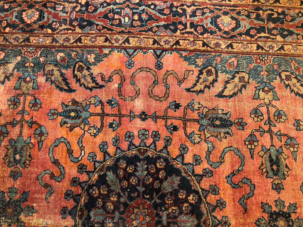 An Antique Worn Out Distressed Persian Tabriz Rug