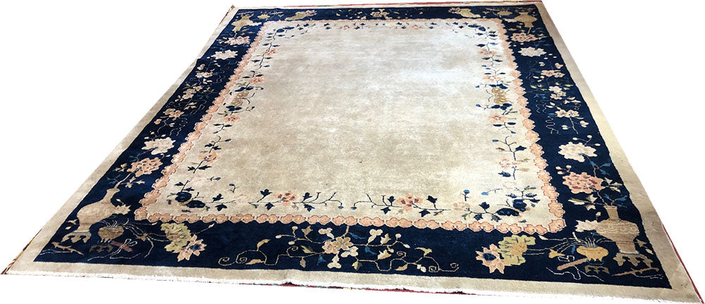 An Antique Plain Ground 8' x 10'Art Deco Chinese Rug