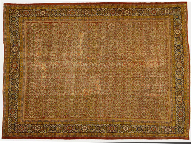 A Rare Antique 12' x 12' All Over Pattern Persian Mahal Rug Circa 1900